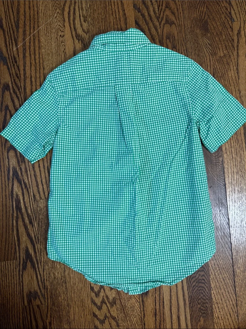 Ralph Lauren Boys Green Gingham Button Down Shirt Size 8 Cotton